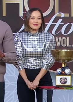 Eva’s metallic plaid top on Good Morning America
