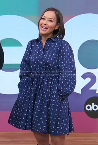 Eva’s navy paisley print dress on Good Morning America
