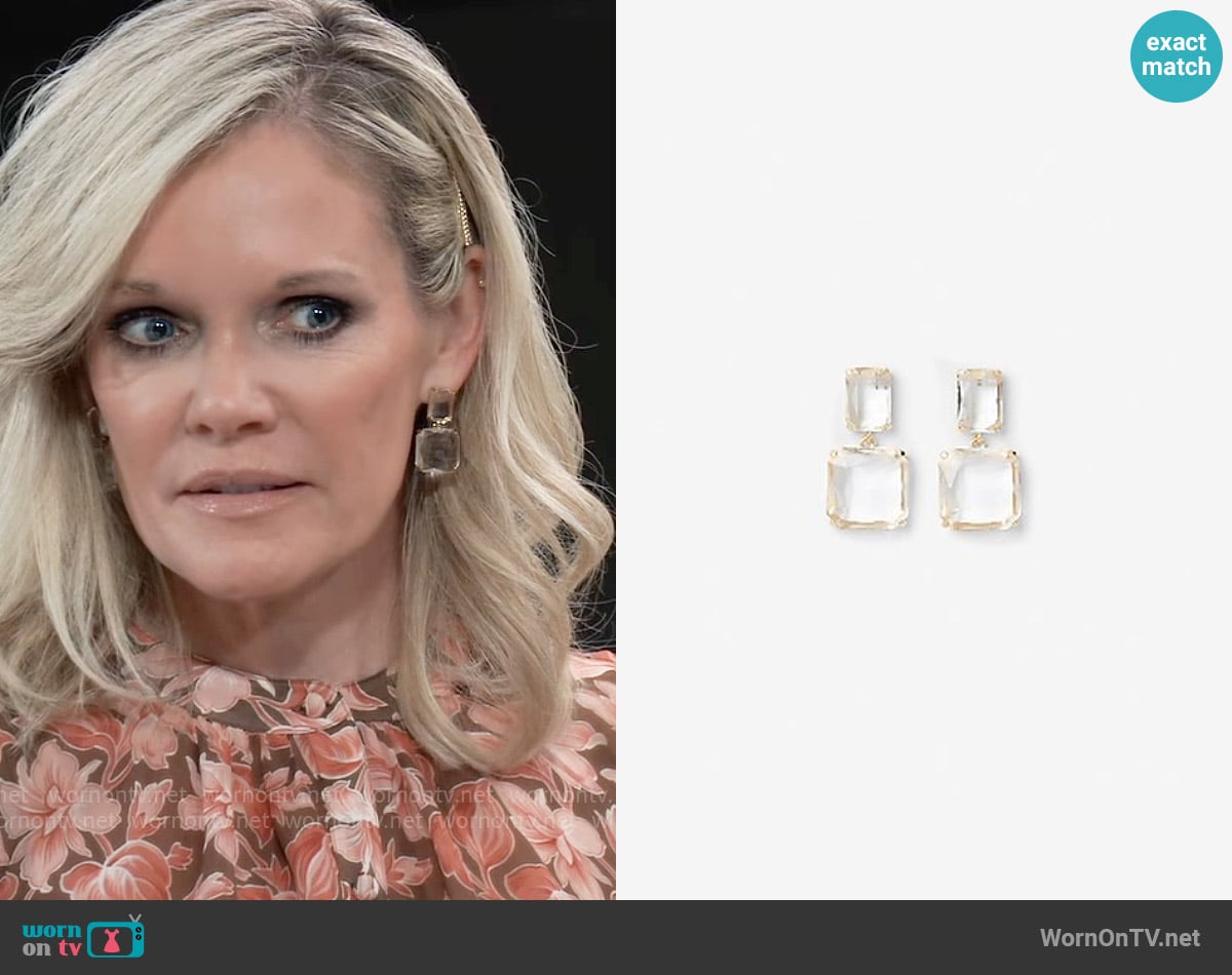Express Square Dangle Earrings worn by Ava Jerome (Maura West) on General Hospital