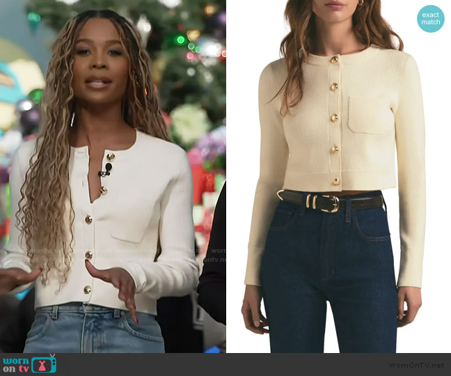 Favourite Daughter The Quinn Cardigan worn by Zuri Hall on Access Hollywood