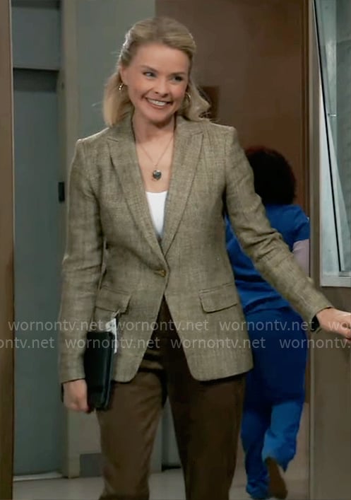 Felicia’s tweed blazer on General Hospital