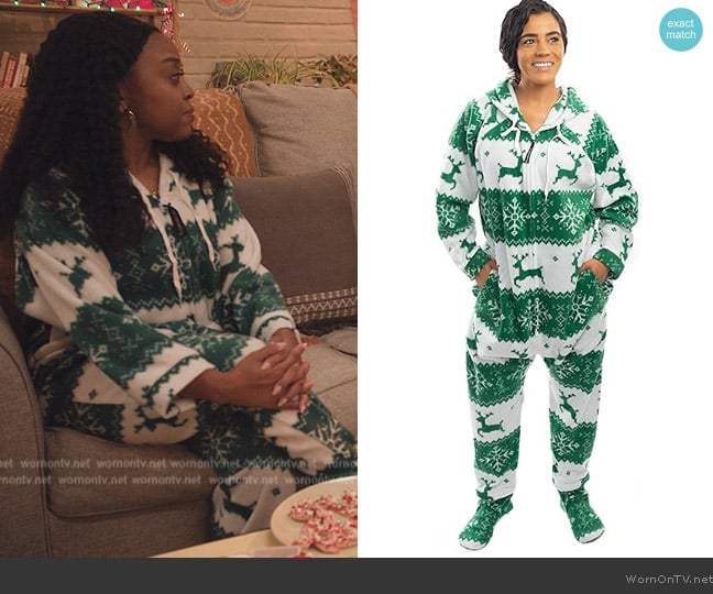 Forever Lazy Green Moose Onesie worn by Janine Teagues (Quinta Brunson) on Abbott Elementary