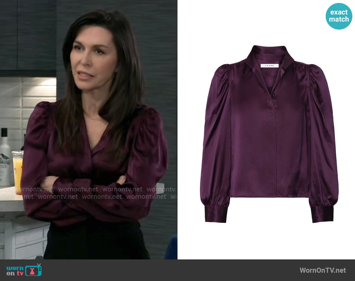 Frame Gillian Blouse worn by Anna Devane (Finola Hughes) on General Hospital