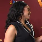 Francesca’s black contrast trim jumpsuit on E! News