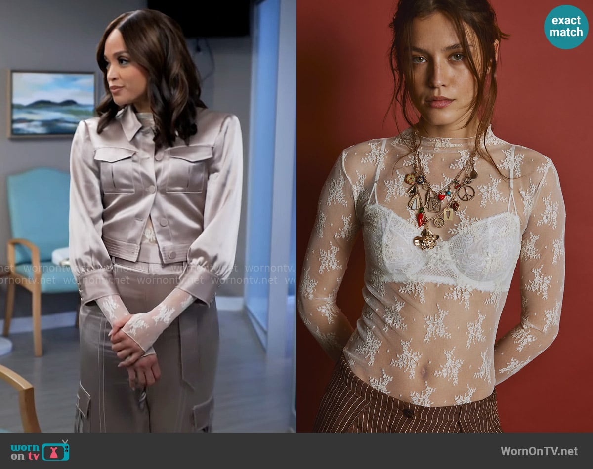 Free People Lady Lux Top in Evening Creme worn by Penelope (Stal Stowers) on Tyler Perrys Sistas