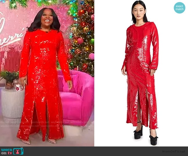 Ganni Sequined recycled mesh maxi dress worn by Sherri Shepherd on Sherri
