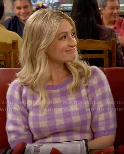 Gemma’s purple checked sweater on The Neighborhood