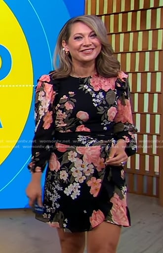 Ginger’s black floral mini dress on Good Morning America