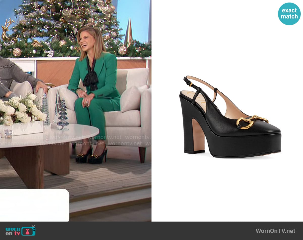 Gucci Baby Horsebit Slingback Platform Pump worn by Natalie Morales on The Talk