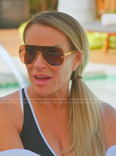 Heather’s gold frame sunglasses on The Real Housewives of Salt Lake City