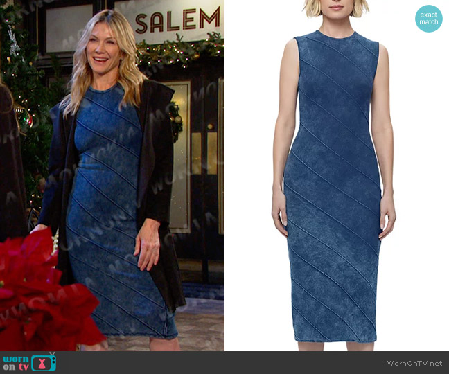 Herve Leger The Savannah Sleeveless Denim Bandage Midi Dress worn by Kristen DiMera (Stacy Haiduk) on Days of our Lives