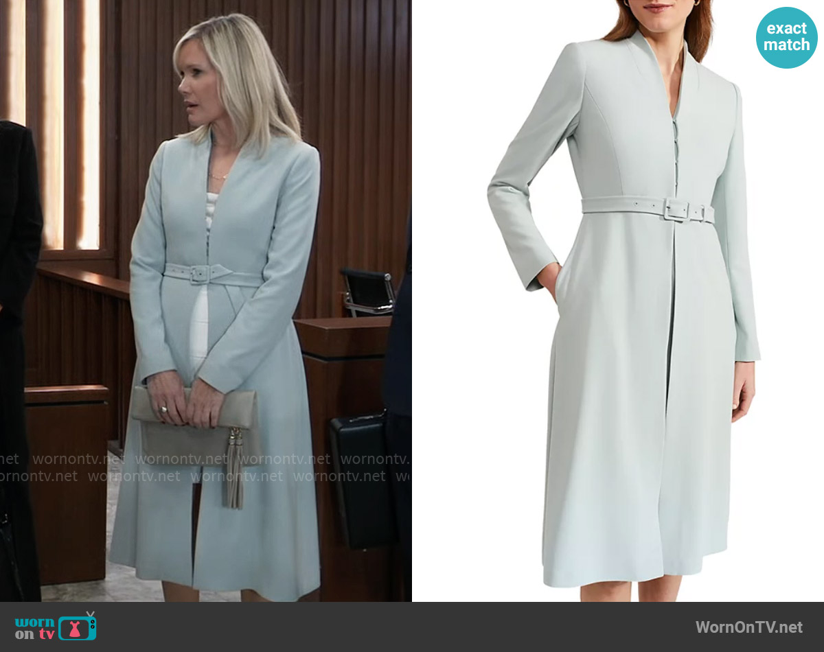 Hobbs Olivia Coat in Sage Green worn by Ava Jerome (Maura West) on General Hospital