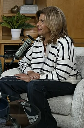 Hoda’s white stripe collared sweater on Today