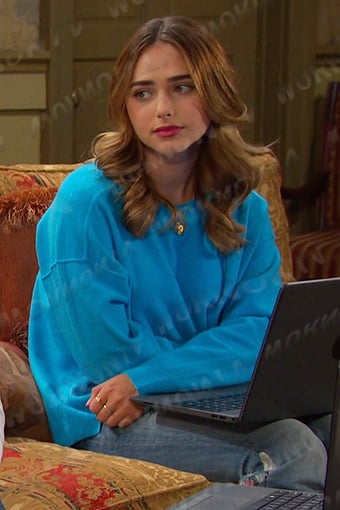Holly’s blue sweater and jeans on Days of our Lives