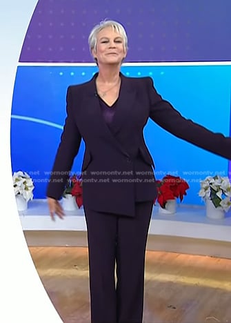 Jamie Lee Curtis’s purple wrap blazer and pant suit on Today
