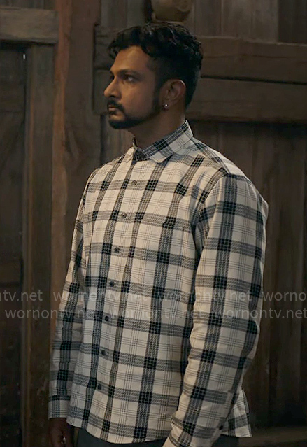 Jay’s white plaid shirt on Ghosts