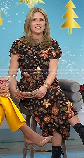Jenna’s black floral midi dress on Today