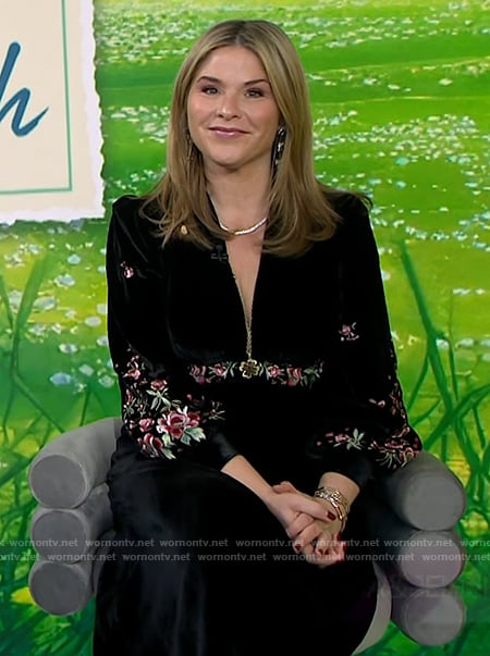 Jenna’s black floral embroidered dress on Today