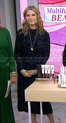 Jenna’s navy burnout velvet dress on Today