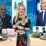Jennifer Jolly’s black floral elbow sleeve sheath dress on Today
