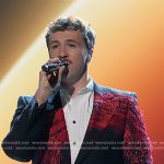 Jeremy Beloate’s black and red embroidered blazer on The Voice