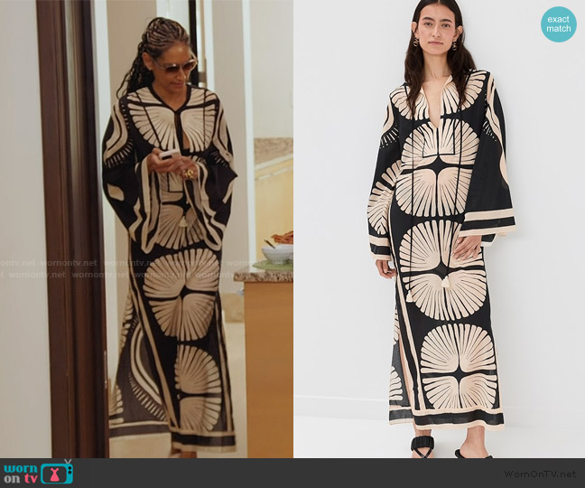 Johanna Ortiz Natural Wisdom Tunic Dress worn by Racquel Chevremont on The Real Housewives of New York City