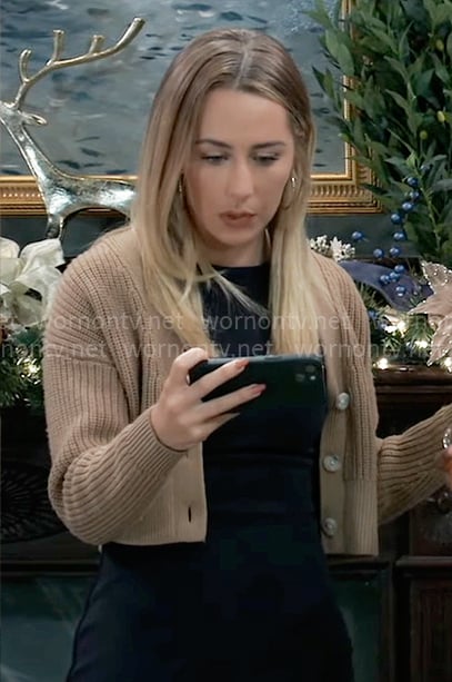 Josslyn’s camel cardigan on General Hospital