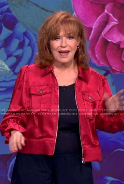 Joy’s red satin utility top on The View