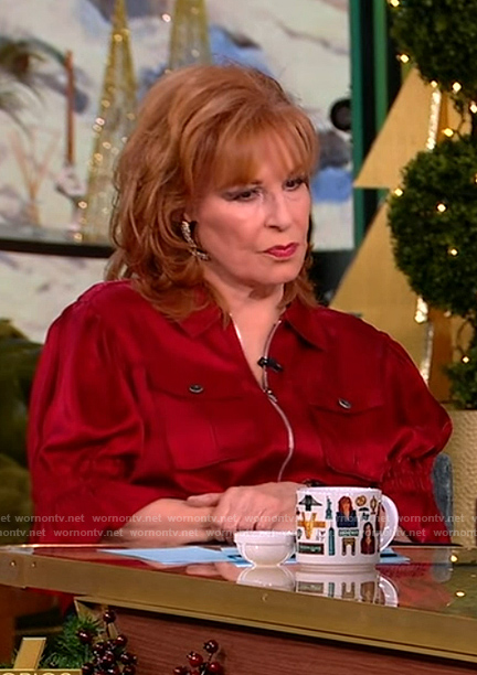 Joy’s red satin utility top on The View