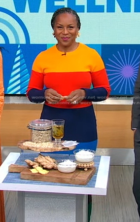 Dr. Kameelah Phillips’s colorblock dress on Good Morning America