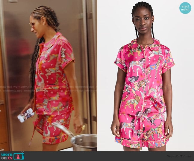 Karen Mabon Carousel PJ Set worn by Racquel Chevremont on The Real Housewives of New York City