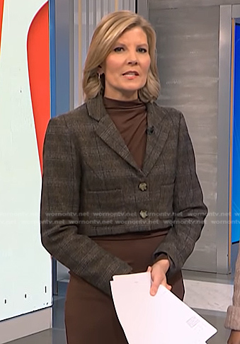Kate’s brown plaid cropped blazer on NBC News Daily