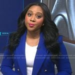 Kay Angrum’s blue double breasted blazer on NBC News Daily