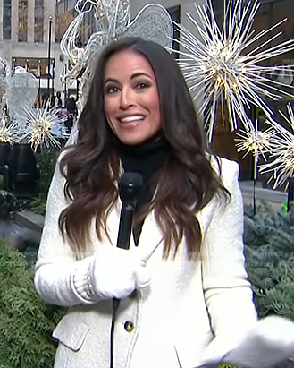 Kaylee’s white boucle coat on Today