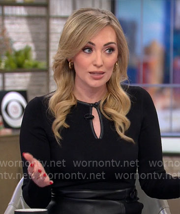 Kelly O’Grady’s black dress with leather details on CBS Mornings