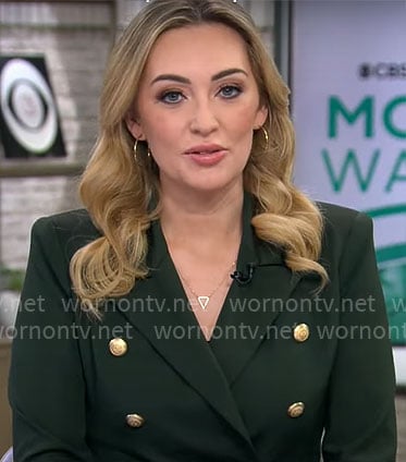 Kelly O’Grady’s dark green blazer on CBS Mornings