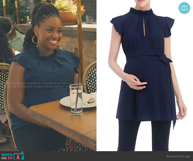 Kimi and Kai Karlena Flutter Sleeve Belted Maternity Top worn by Carla Owens (Teyonah Parris) on No Good Deed