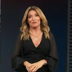 Kit’s black sheer blazer dress on Access Hollywood