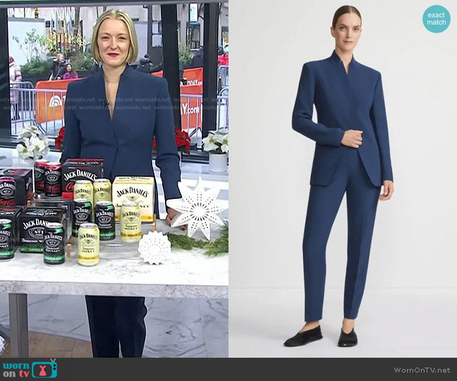 Lafayette 148 NY Responsible Wool Double Face Cutaway Blazer in Lido Blue worn by Vanessa Price on Today