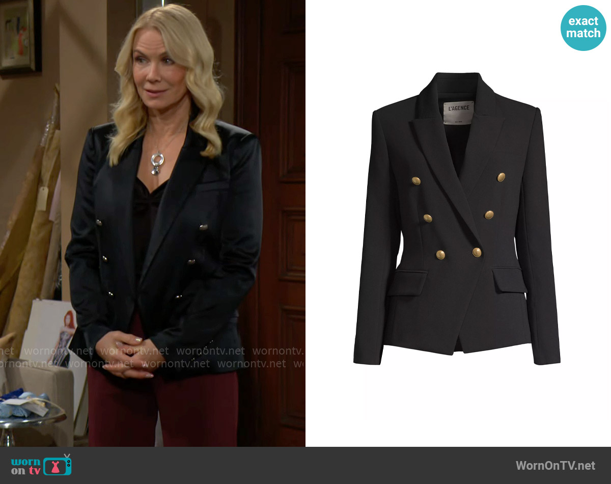 L'Agence Kenzie Blazer in Black worn by Brooke Logan (Katherine Kelly Lang) on The Bold and the Beautiful