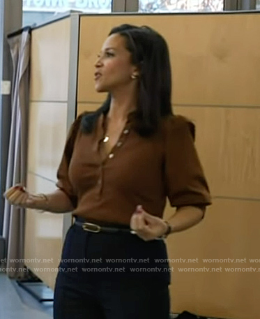 Laura’s brown puff sleeve top on Today