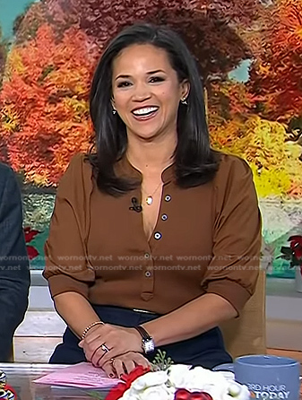 Laura’s brown puff sleeve top on Today