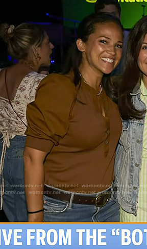 Laura’s brown puff sleeve top on Today