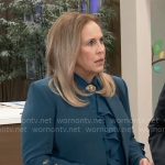 Laura’s teal ruffle blouse and blazer on General Hospital