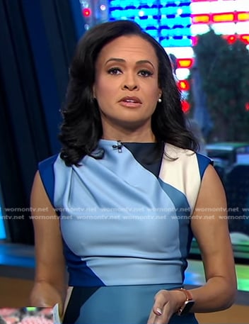 Linsey’s blue colorblock dress on Good Morning America