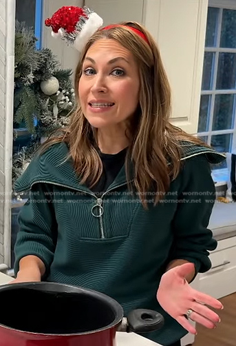 Lori’s green ribbed half zip sweater on Good Morning America