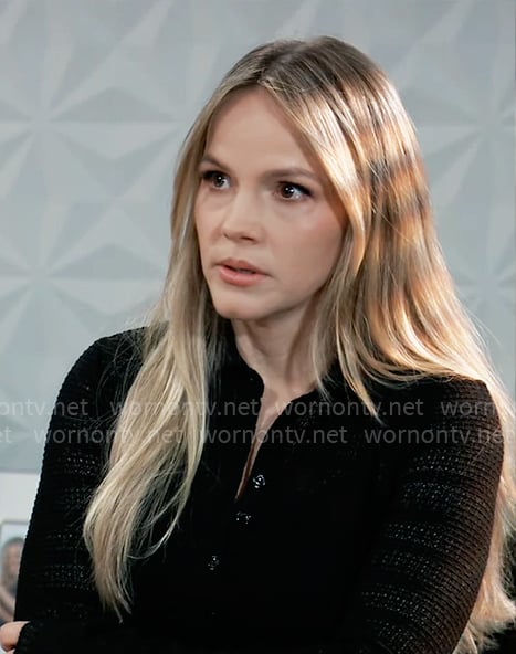 Lulu’s black pointelle knit top on General Hospital