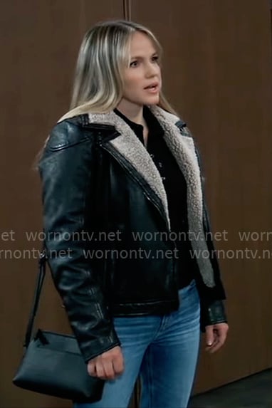 Lulu’s leather jacket with fleece lining on General Hospital