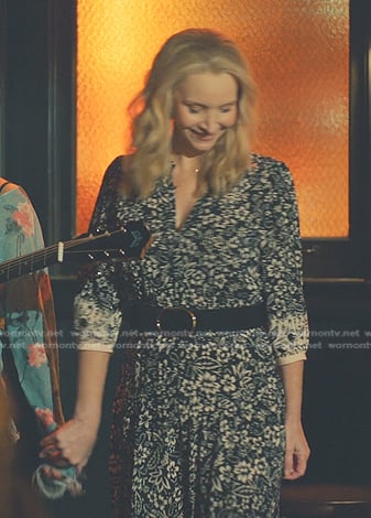 Lydia’s black floral dresss on No Good Deed