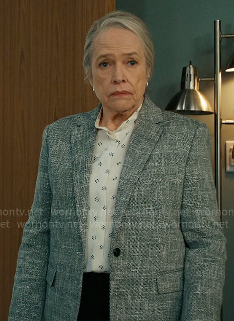 Madeline’s cream printed button front blouse on Matlock